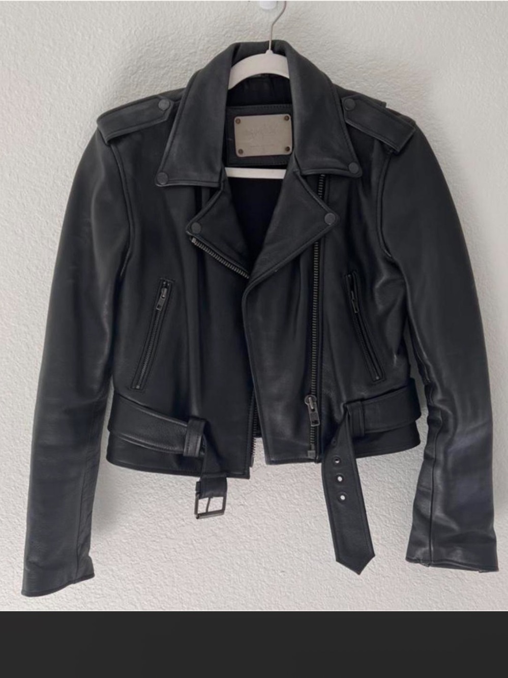Understated Black Leather Moto Jacket - Women